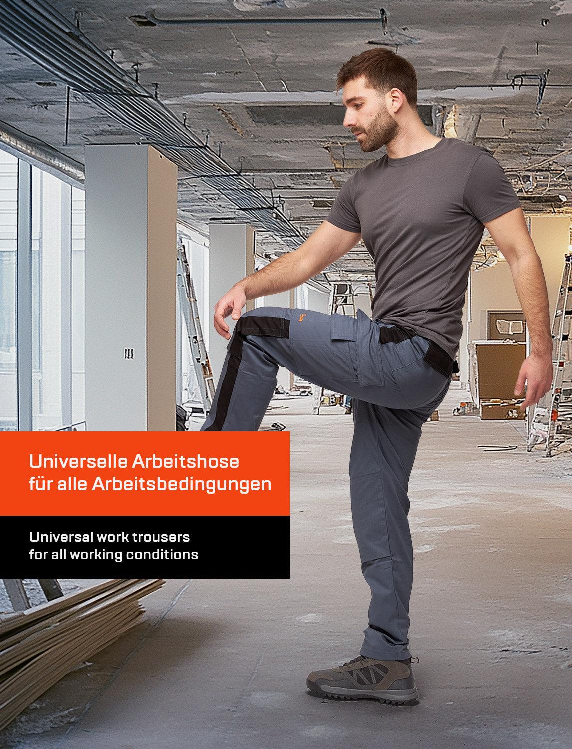 Men's work trousers with knee pad pockets made of strong stretch cotton