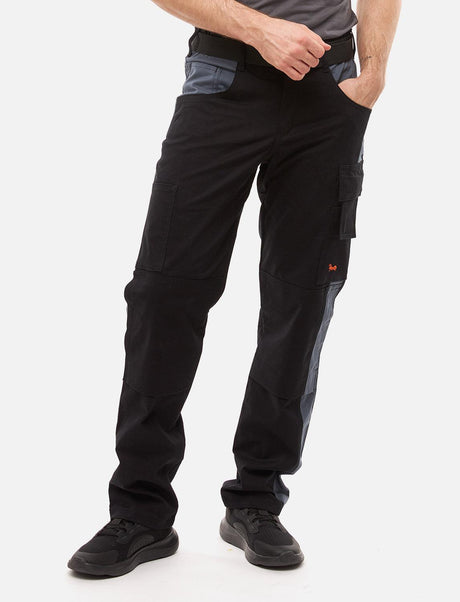 Pantalon de travail homme stretch avec poches pour genouillères en coton Strong Stretch