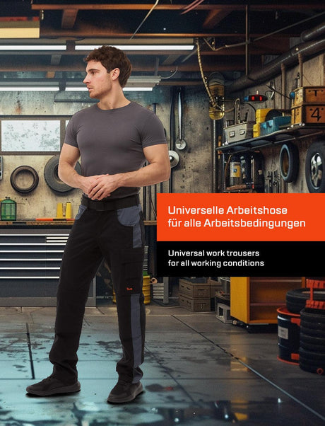 Pantalon de travail homme stretch avec poches pour genouillères en coton Strong Stretch