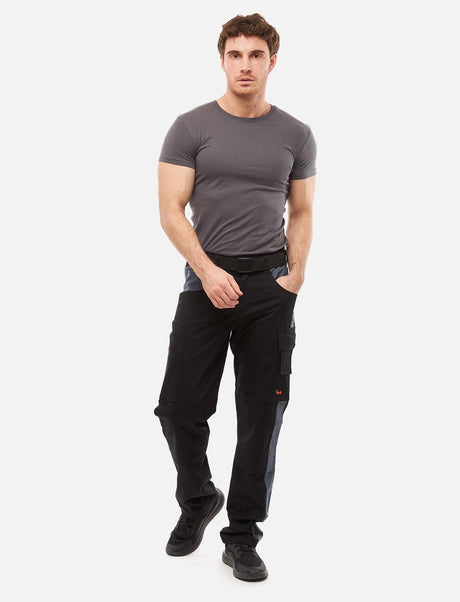 Pantalon de travail homme stretch avec poches pour genouillères en coton Strong Stretch