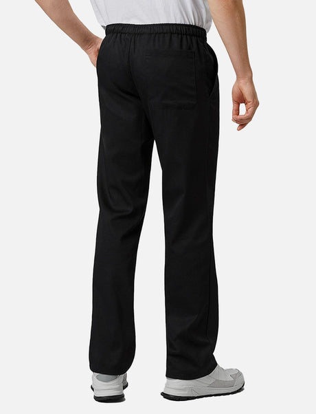 Men's pull-on trousers with elastic waistband, regular fit, white / black