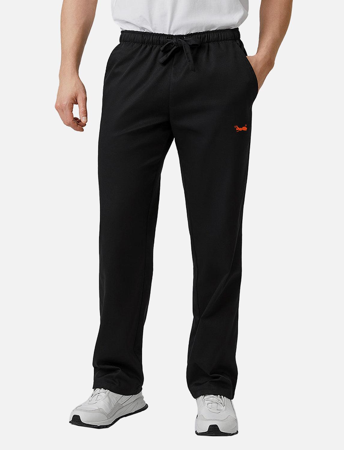 Men's pull-on trousers with elastic waistband, regular fit, white / black