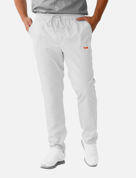 Men's pull-on trousers with elastic waistband, regular fit, white / black