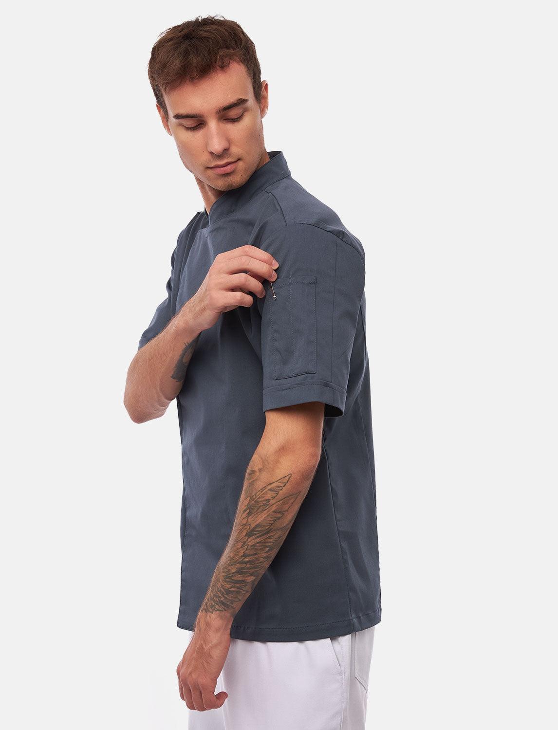 Veste de cuisine stretch homme à boutons-pression | Slim Fit, manches courtes | StrongAnt 411KURZ