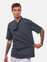 Veste de cuisine stretch homme à boutons-pression | Slim Fit, manches courtes | StrongAnt 411KURZ