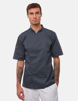 Veste de cuisine stretch homme à boutons-pression | Slim Fit, manches courtes | StrongAnt 411KURZ