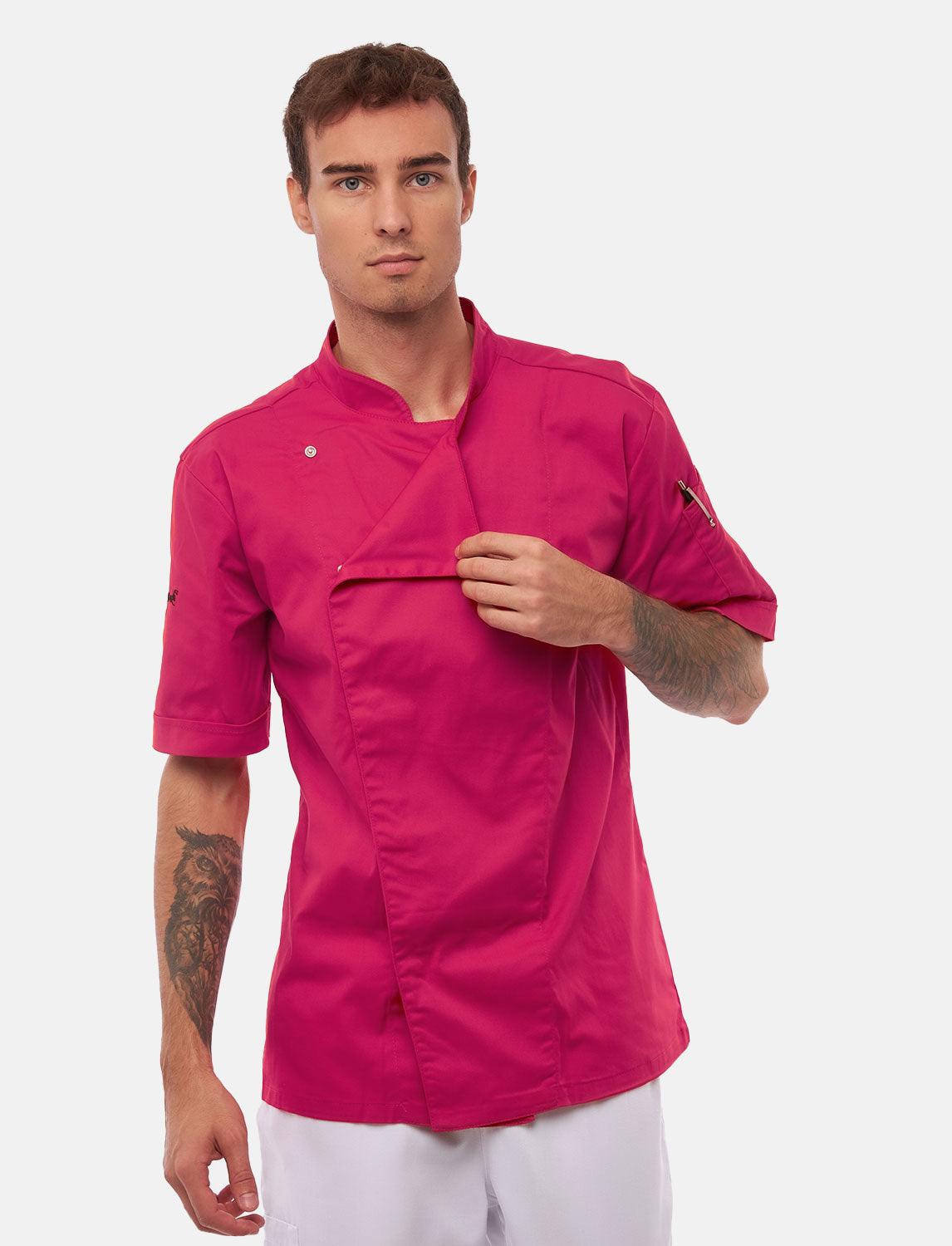 Veste de cuisine stretch homme à boutons-pression | Slim Fit, manches courtes | StrongAnt 411KURZ