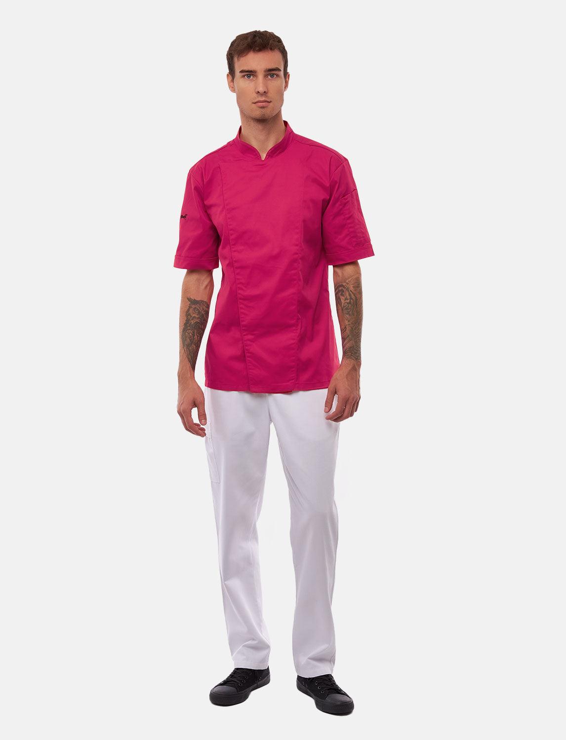 Veste de cuisine stretch homme à boutons-pression | Slim Fit, manches courtes | StrongAnt 411KURZ