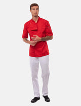 Veste de cuisine stretch homme à boutons-pression | Slim Fit, manches courtes | StrongAnt 411KURZ