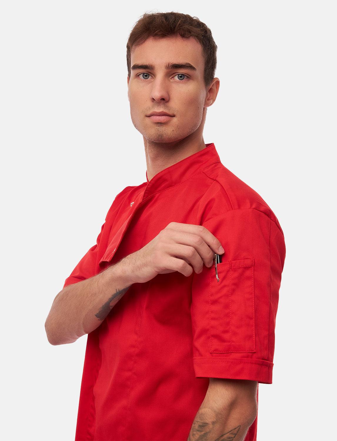 Veste de cuisine stretch homme à boutons-pression | Slim Fit, manches courtes | StrongAnt 411KURZ