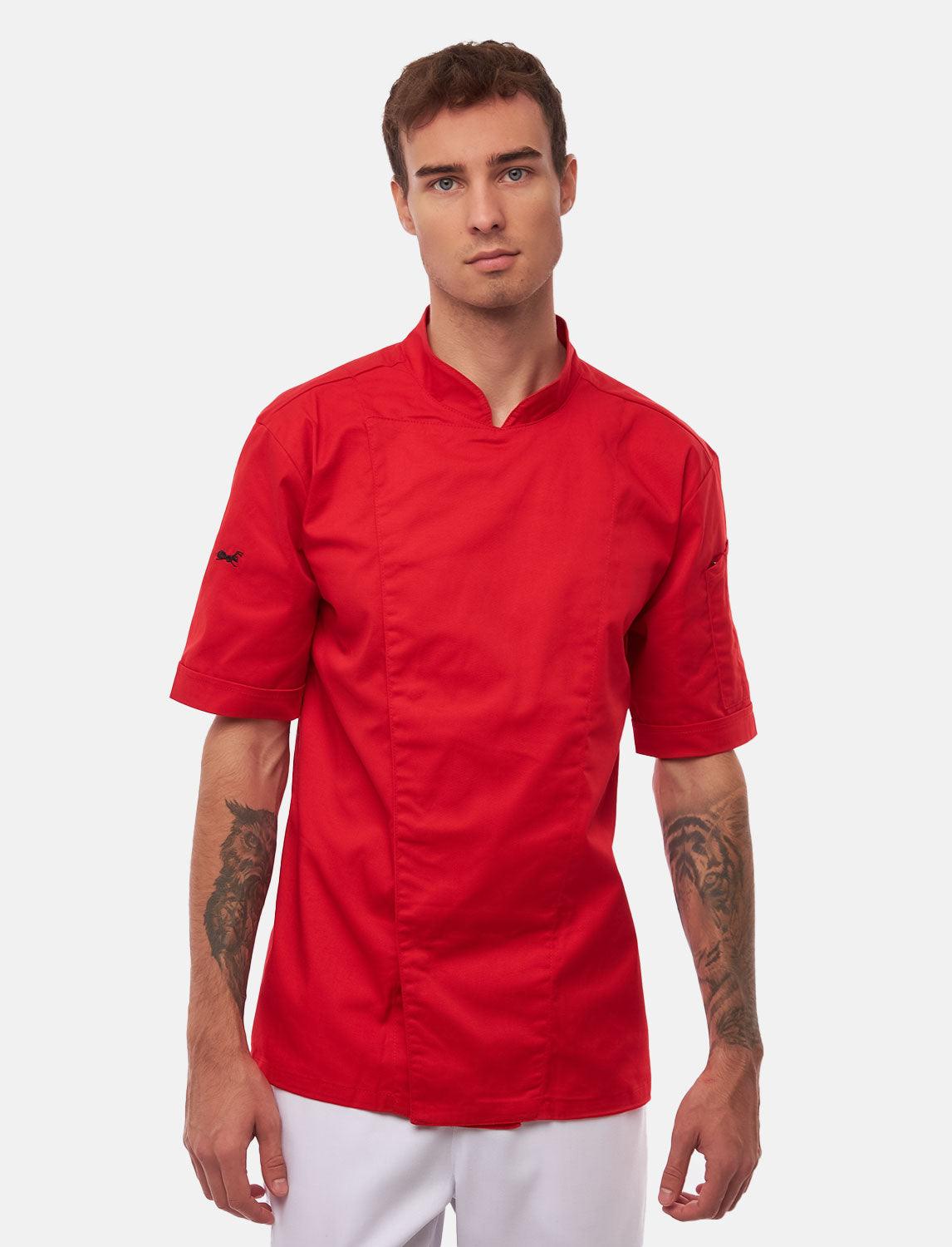 Veste de cuisine stretch homme à boutons-pression | Slim Fit, manches courtes | StrongAnt 411KURZ