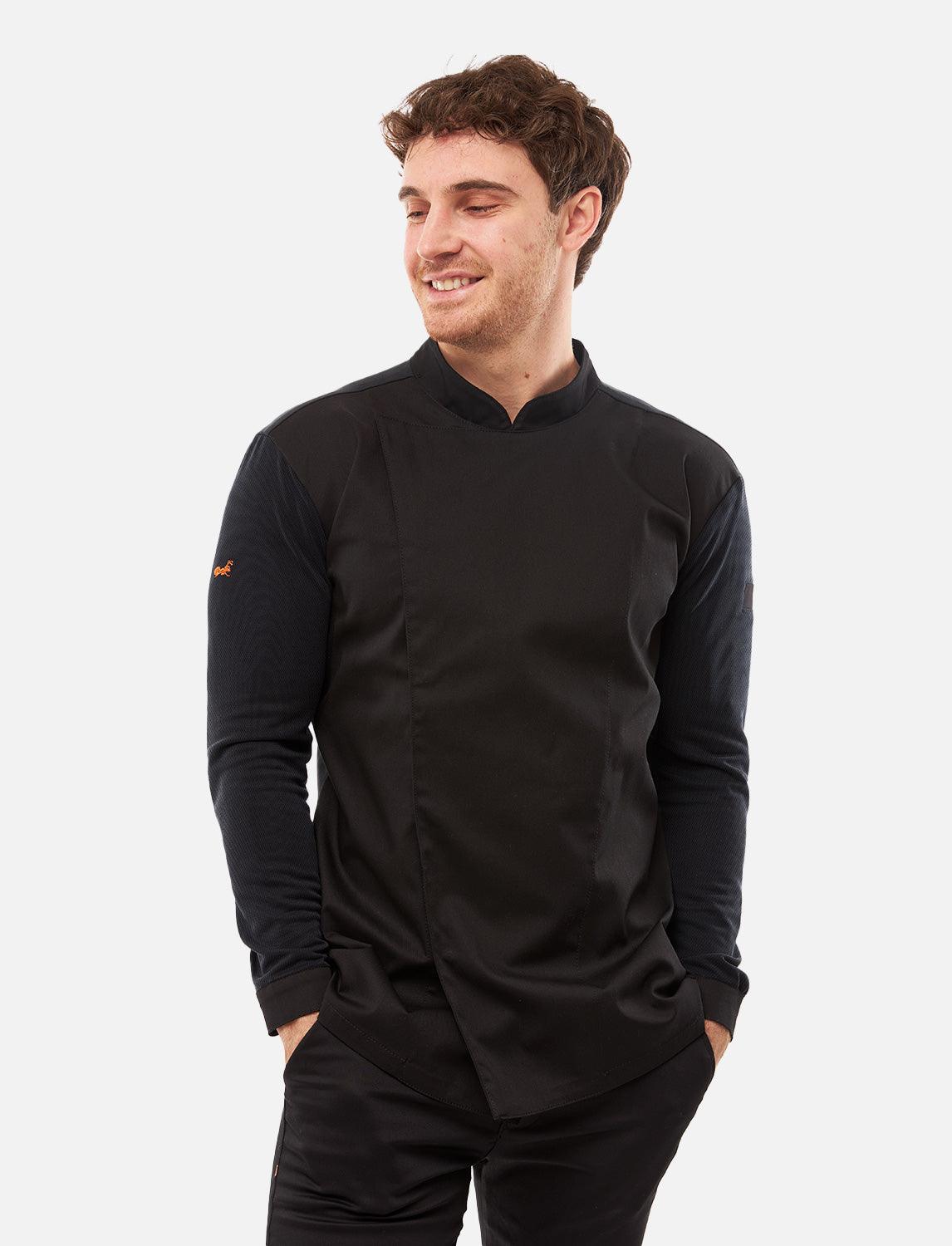 Men's chef's jacket with dryMesh back and sleeves - snap fasteners - long sleeves