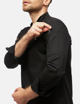 Stretch chef's jacket men with snap fasteners long sleeve slim fit