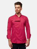 Stretch chef's jacket men with snap fasteners long sleeve slim fit