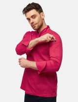 Stretch chef's jacket men with snap fasteners long sleeve slim fit
