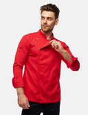 Stretch chef's jacket men with snap fasteners long sleeve slim fit