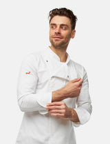 Stretch chef's jacket men with snap fasteners long sleeve slim fit