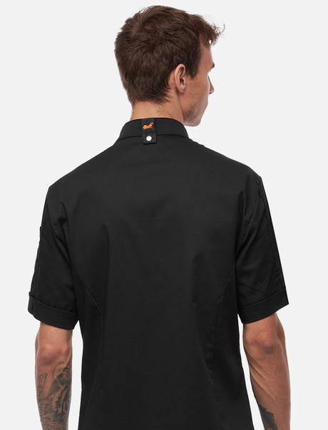 Soft stretch chef's jacket men with snap fasteners short sleeve