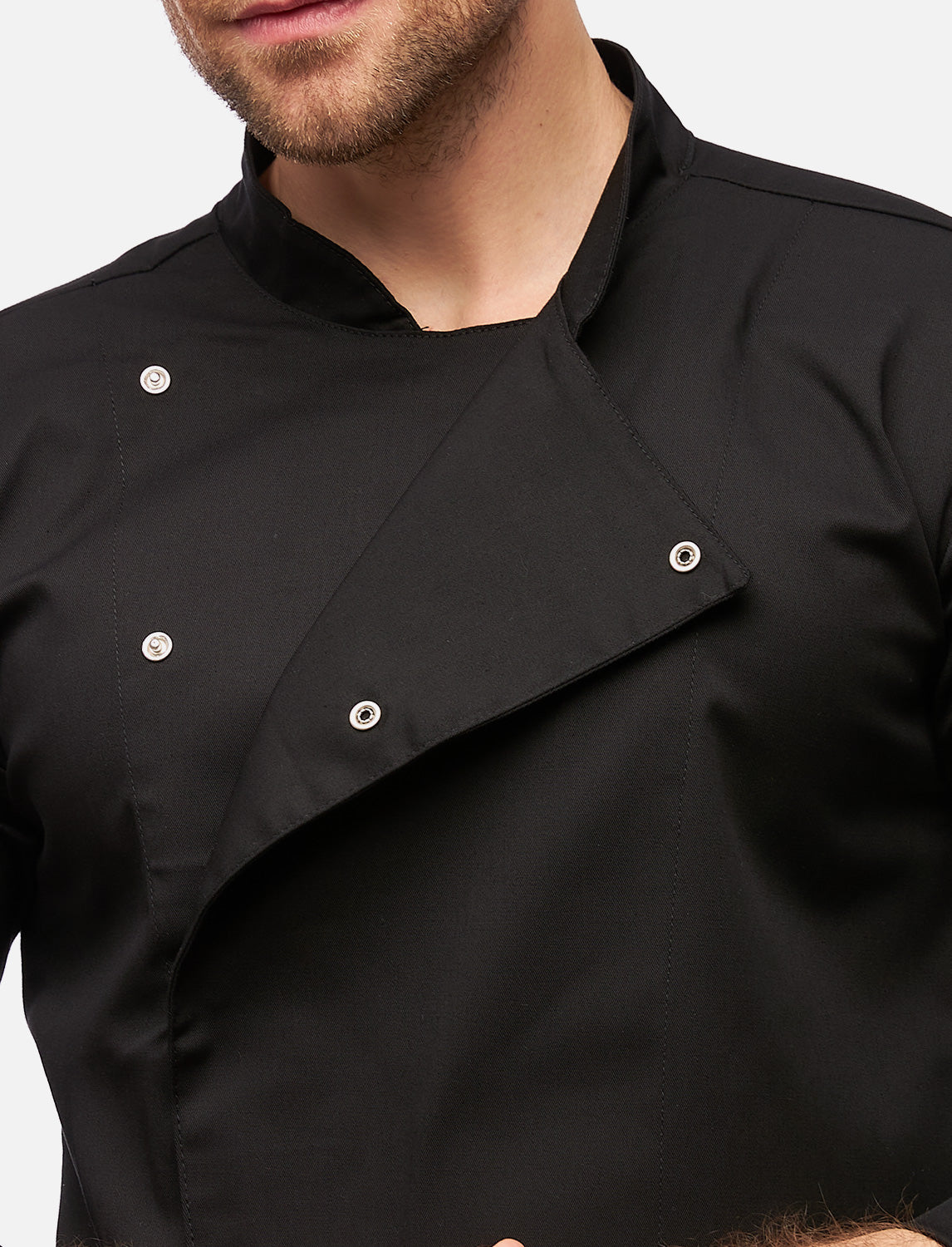 Soft stretch chef's jacket men with snap fasteners short sleeve