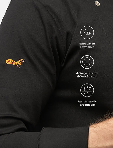 Soft stretch chef's jacket men with snap fasteners long sleeve