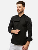 Soft stretch chef's jacket men with snap fasteners long sleeve