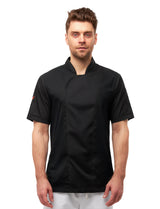 Veste de cuisine homme manches courtes avec dryMesh et boutons-pression | StrongAnt M412KURZSB