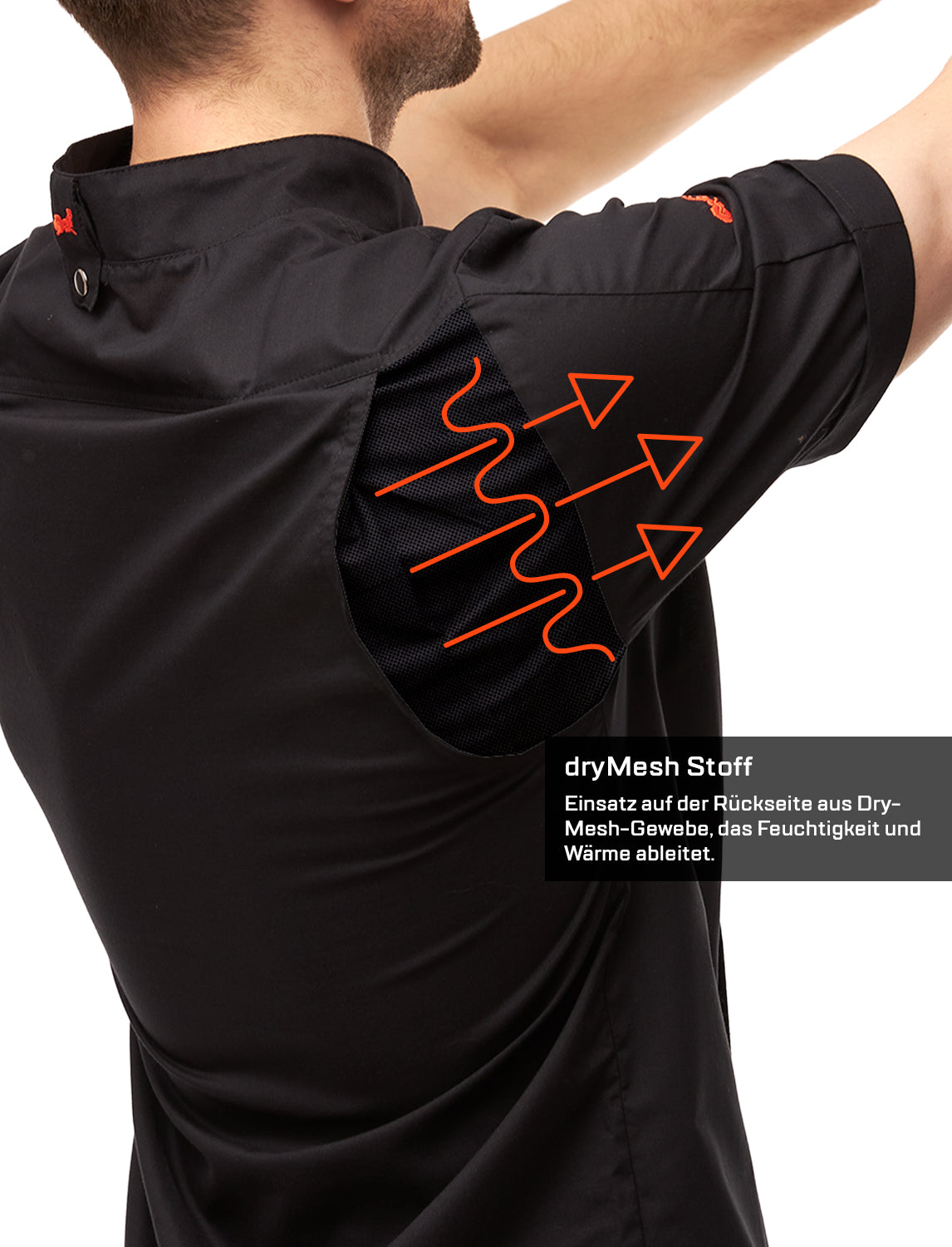 Veste de cuisine homme manches courtes avec dryMesh et boutons-pression | StrongAnt M412KURZSB