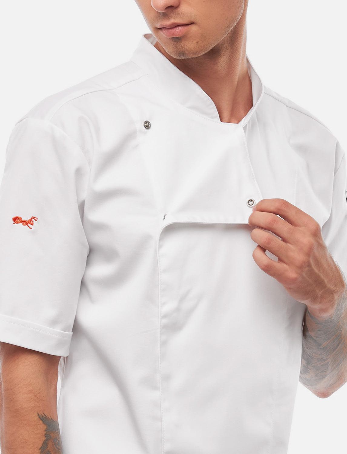 Veste de cuisine homme manches courtes avec dryMesh et boutons-pression | StrongAnt M412KURZSB