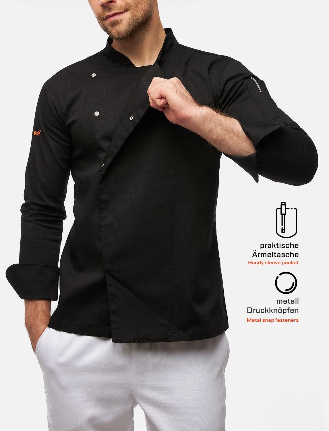 Veste de cuisine homme manches longues à boutons-pression | StrongAnt M412LANGSB