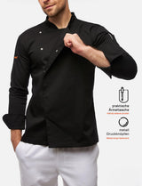 Veste de cuisine homme manches longues à boutons-pression | StrongAnt M412LANGSB