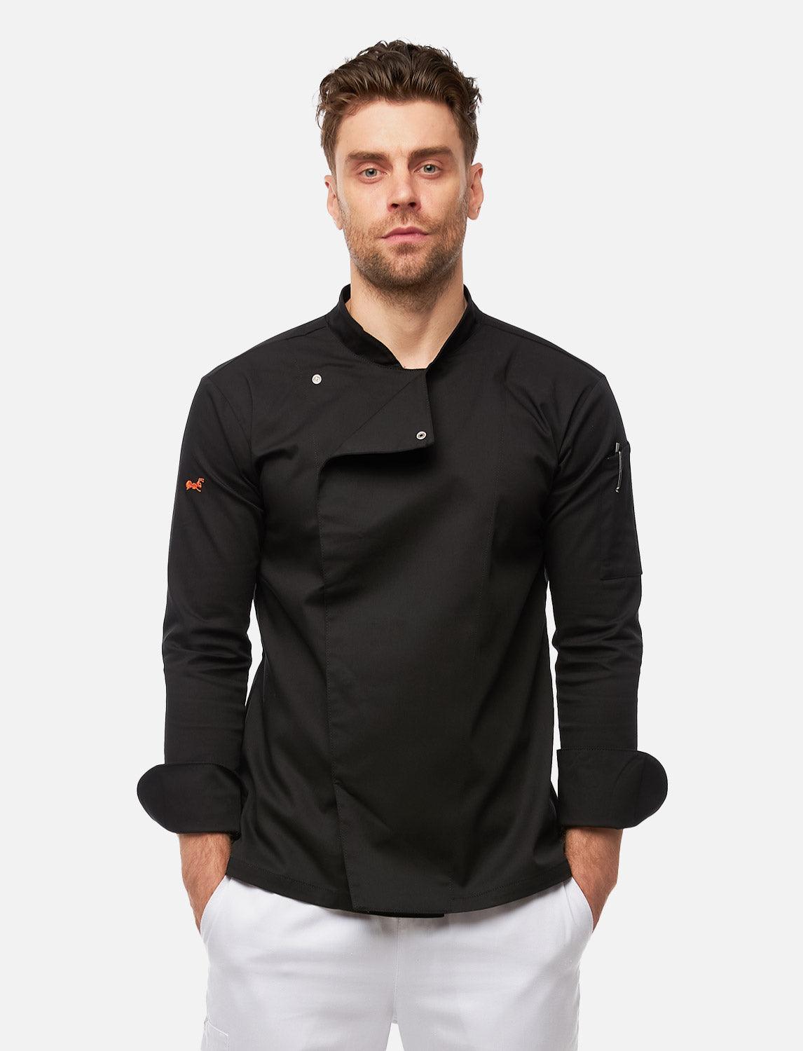 Veste de cuisine homme manches longues à boutons-pression | StrongAnt M412LANGSB