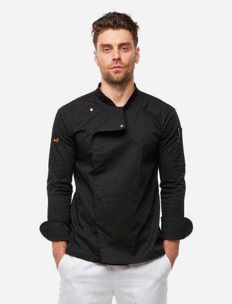easyMove chef's jacket men's long-sleeved with press studs, slim fit