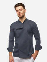 Veste de cuisine homme manches longues à boutons-pression | StrongAnt M412LANGSB