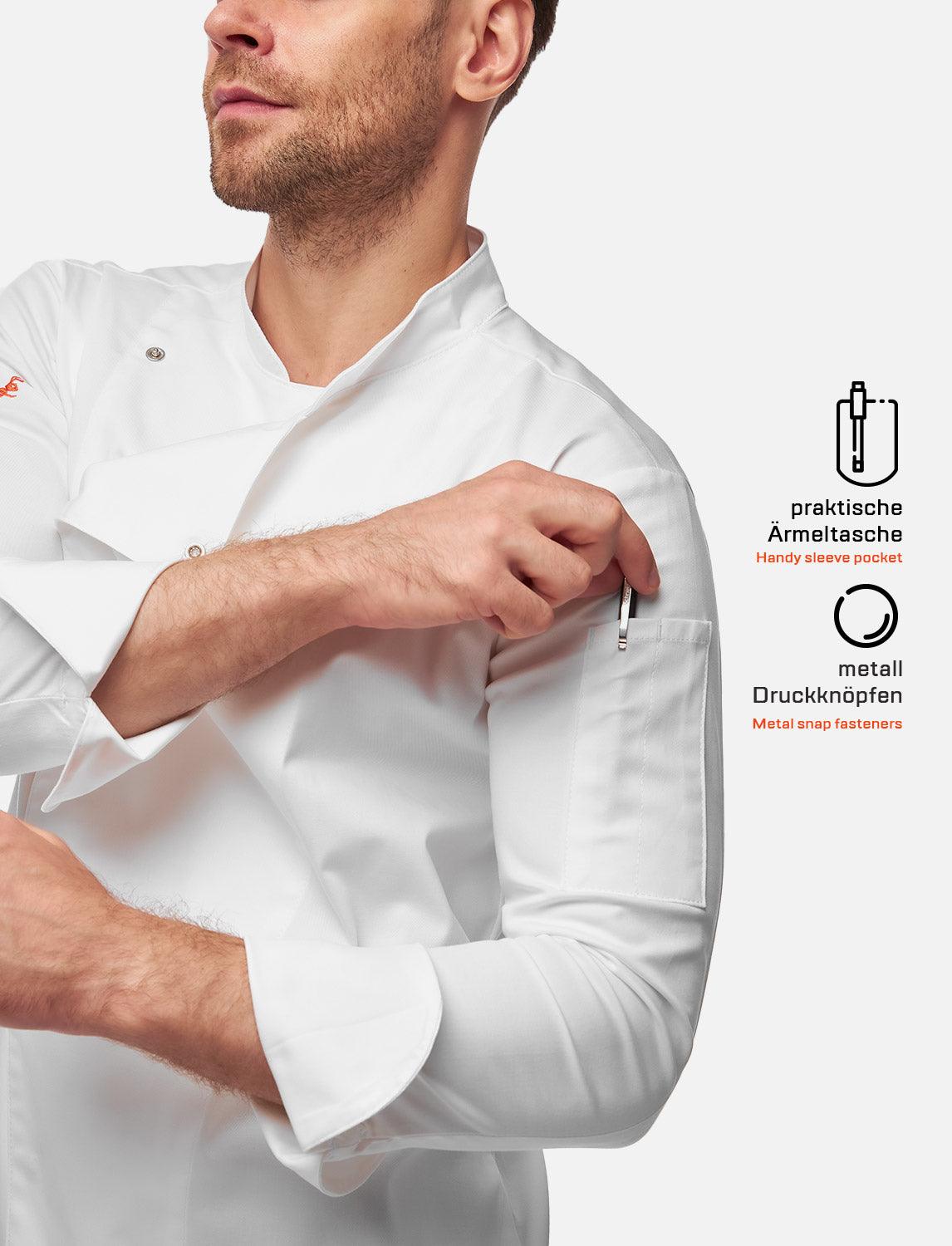 Veste de cuisine homme manches longues à boutons-pression | StrongAnt M412LANGSB