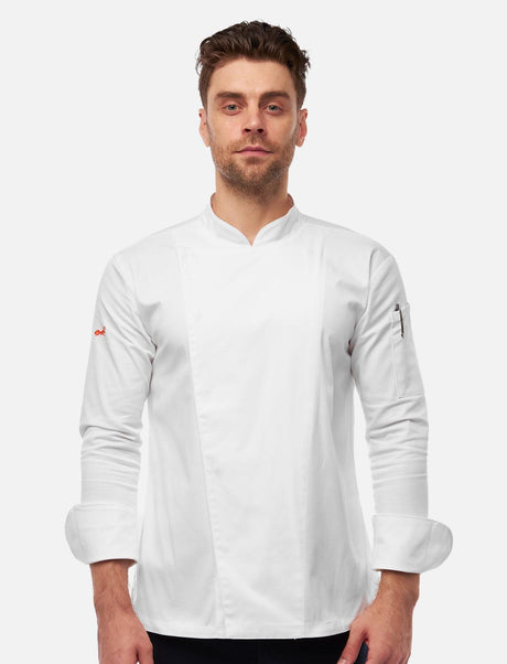 easyMove chef's jacket men's long-sleeved with press studs, slim fit