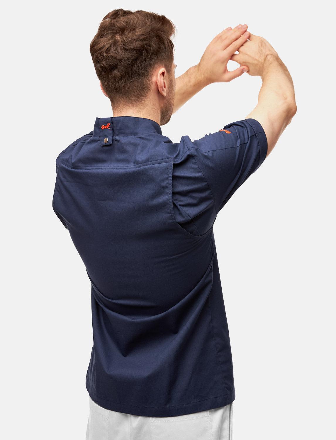 lightweight men's chef's jacket short sleeve incl. ball buttons Regular Fit Blue