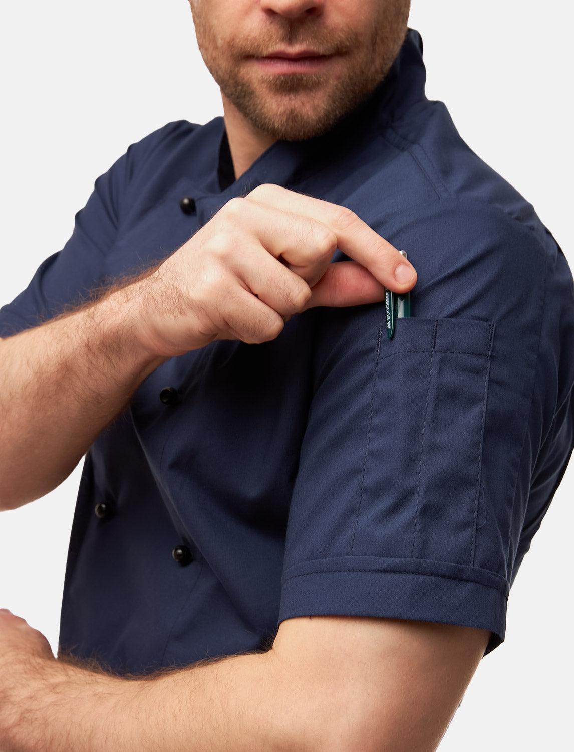 lightweight men's chef's jacket short sleeve incl. ball buttons Regular Fit Blue