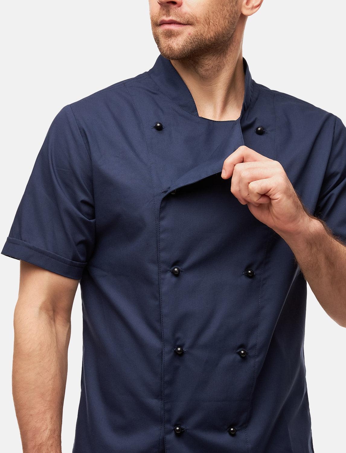 lightweight men's chef's jacket short sleeve incl. ball buttons Regular Fit Blue