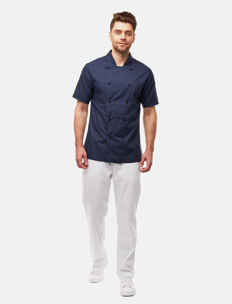 lightweight men's chef's jacket short sleeve incl. ball buttons Regular Fit Blue