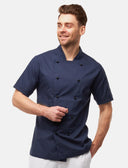 lightweight men's chef's jacket short sleeve incl. ball buttons Regular Fit Blue