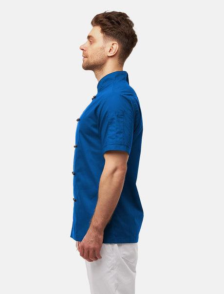 lightweight men's chef's jacket short sleeve incl. ball buttons Regular Fit Blue