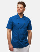 lightweight men's chef's jacket short sleeve incl. ball buttons Regular Fit Blue