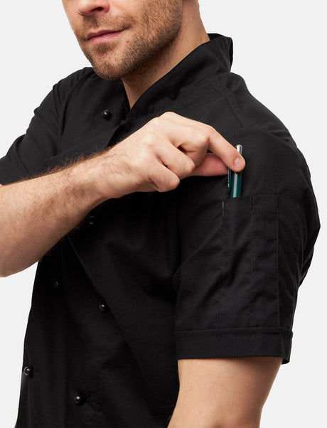 100% cotton lightweight chef's jacket men's short sleeve including ball buttons Regular Fit