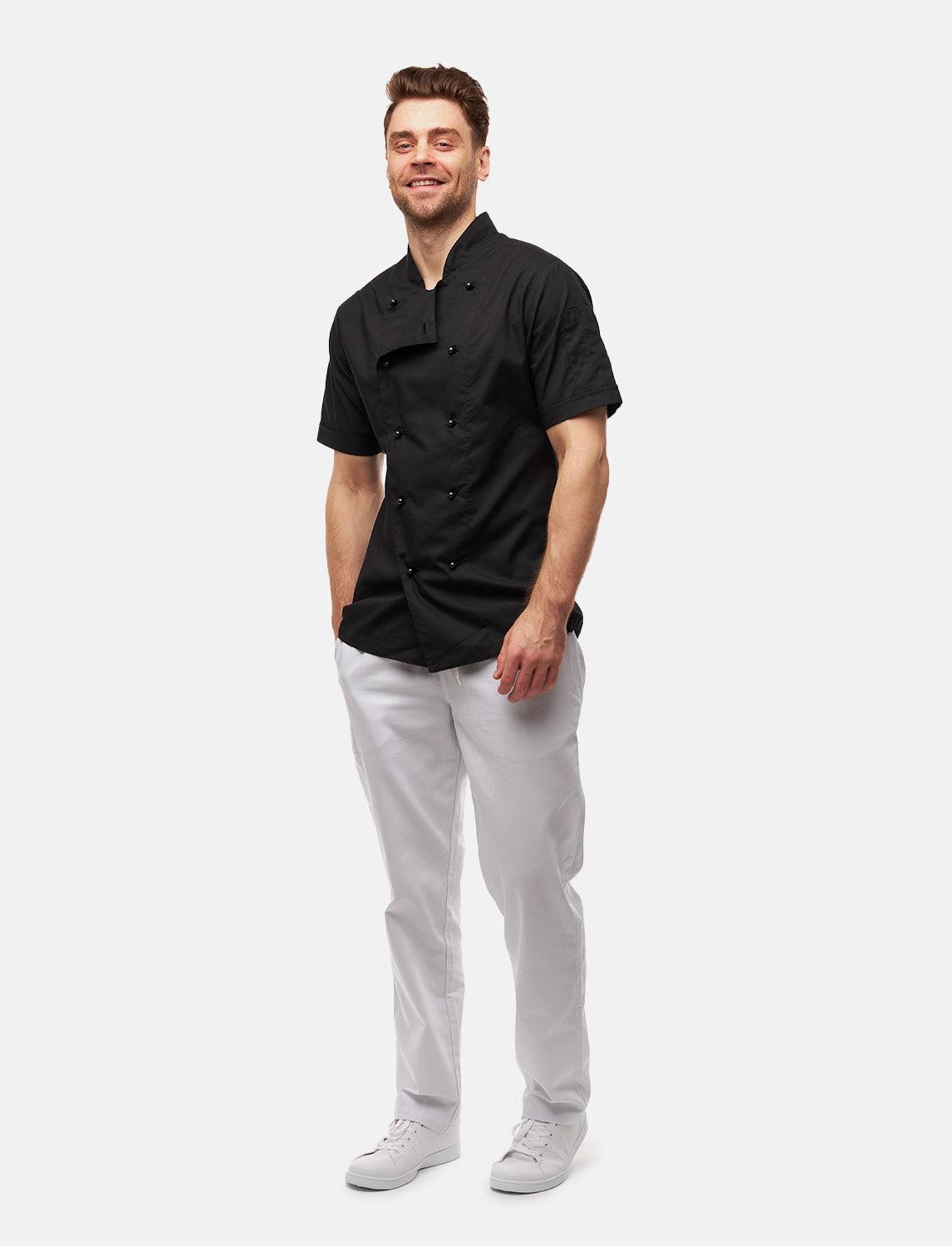 100% cotton lightweight chef's jacket men's short sleeve including ball buttons Regular Fit