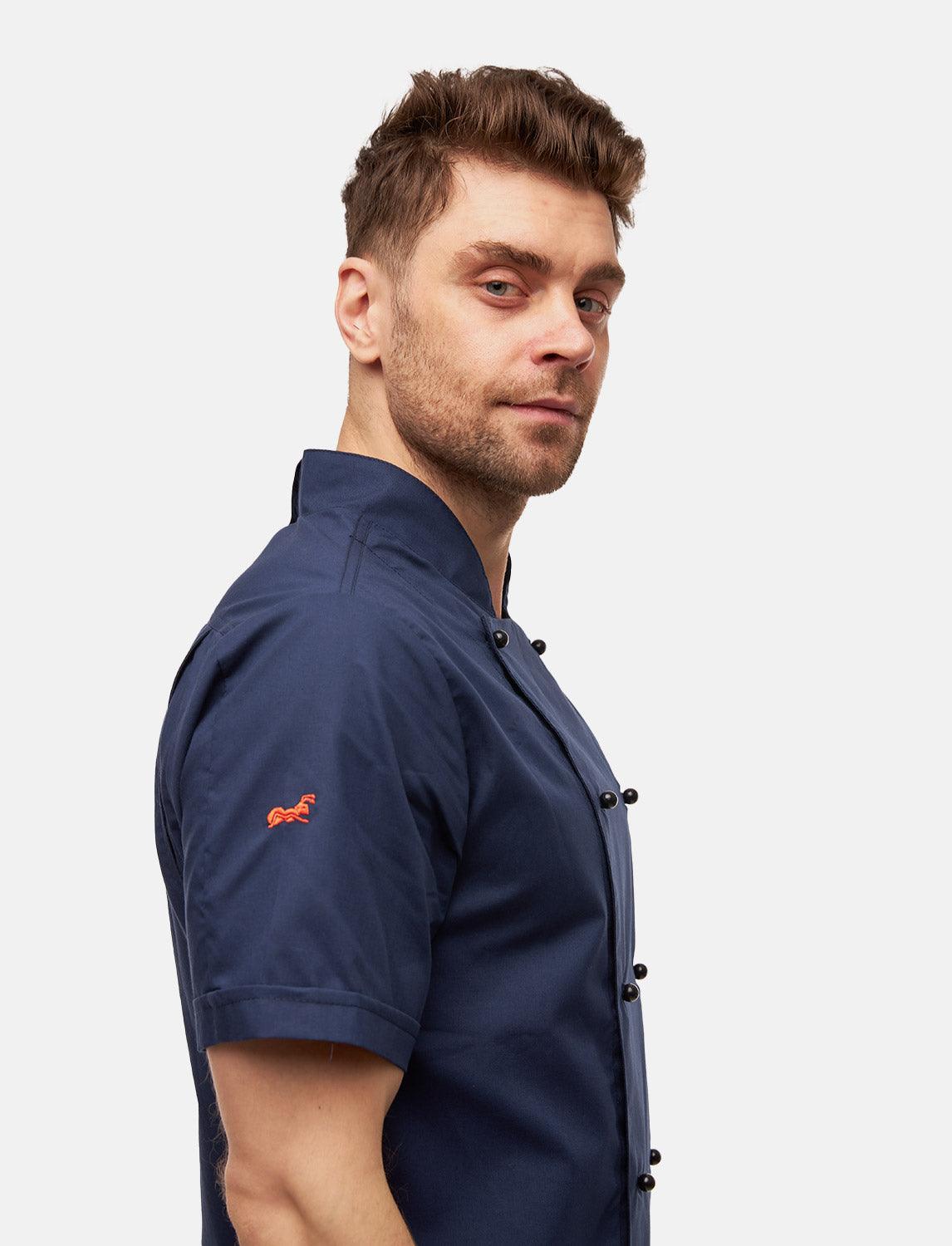 100% cotton lightweight chef's jacket men's short sleeve including ball buttons Regular Fit