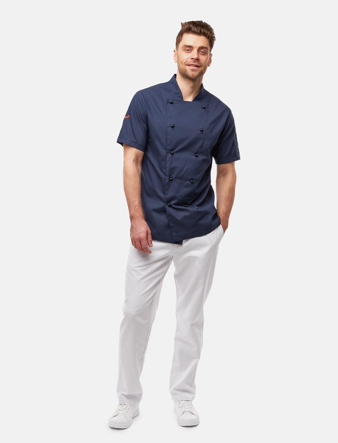 100% cotton lightweight chef's jacket men's short sleeve including ball buttons Regular Fit