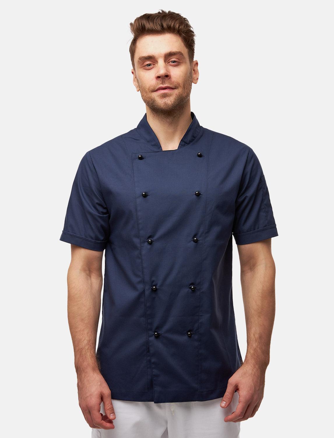 100% cotton lightweight chef's jacket men's short sleeve including ball buttons Regular Fit