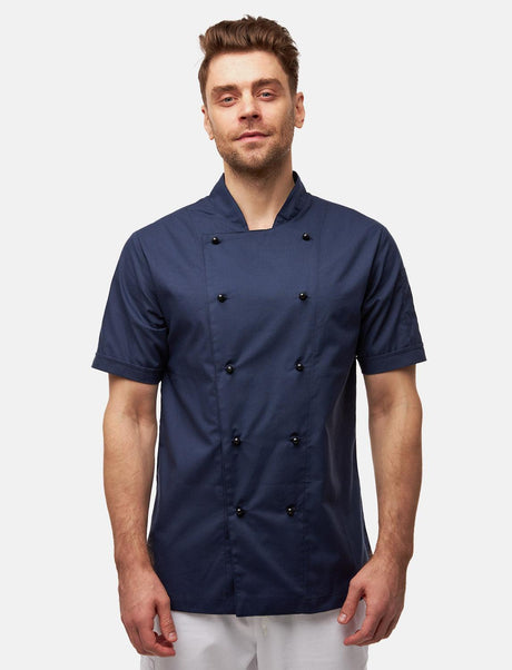 100% cotton lightweight chef's jacket men's short sleeve including ball buttons Regular Fit