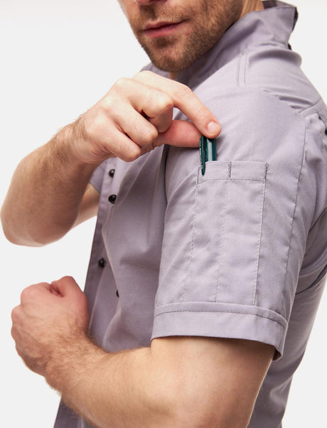 100% cotton lightweight chef's jacket men's short sleeve including ball buttons Regular Fit