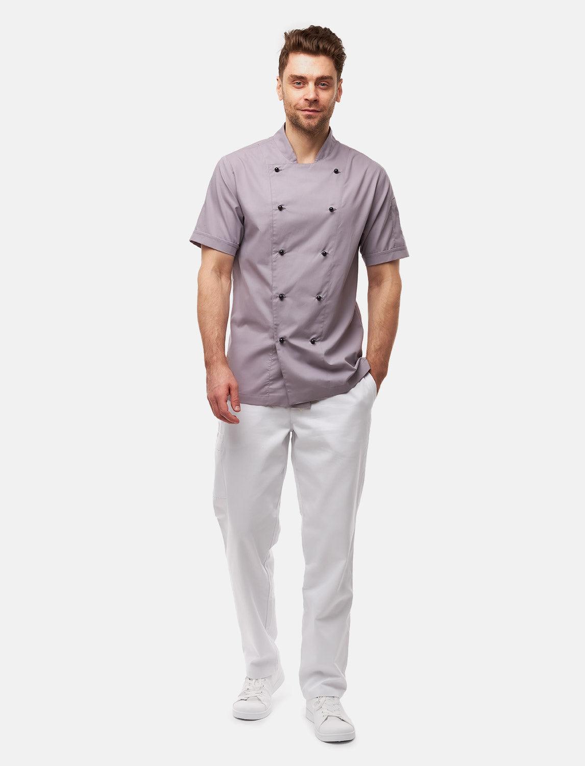 100% cotton lightweight chef's jacket men's short sleeve including ball buttons Regular Fit